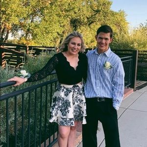 🔥FLORAL/BLACK/WHITE hoco 2 piece dress!!